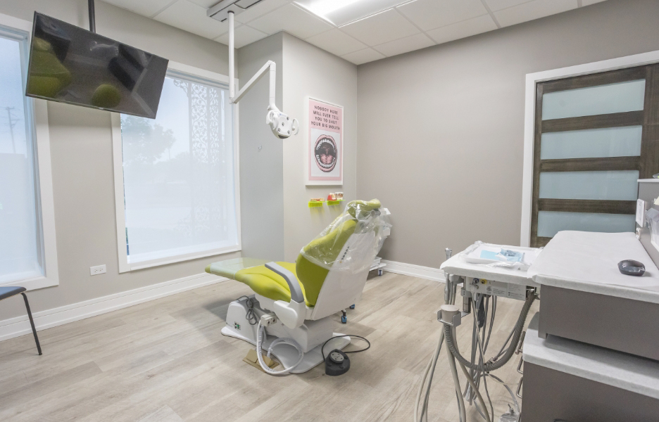 Periodontal treatment room viewed from hallway